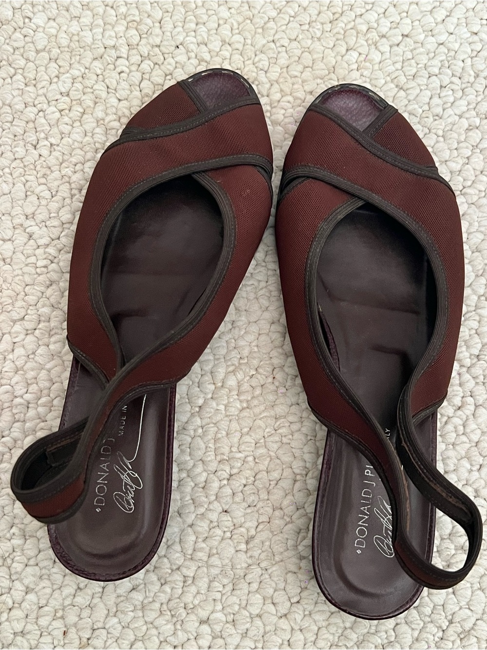 Donald J. Pliner Wine Red Open-Toe Slingback Flats